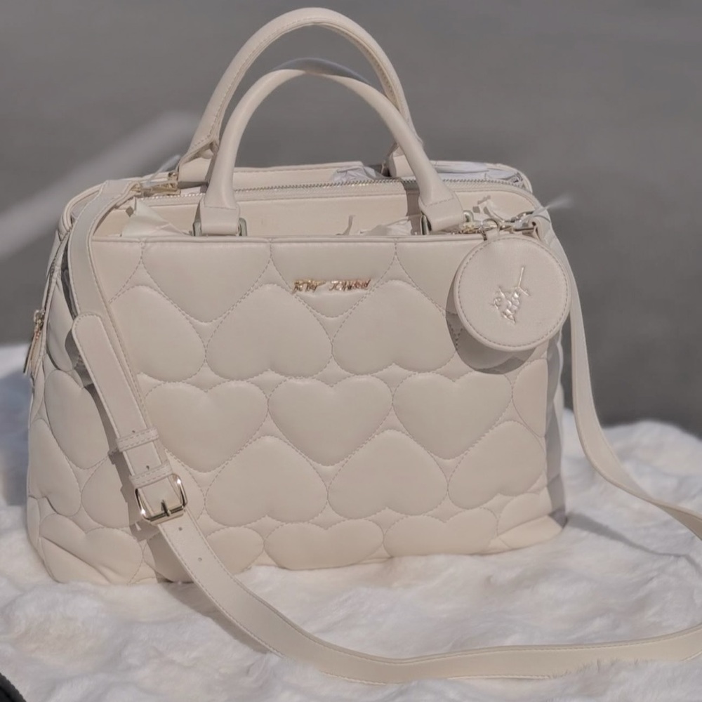 White Quilted Heart Bag